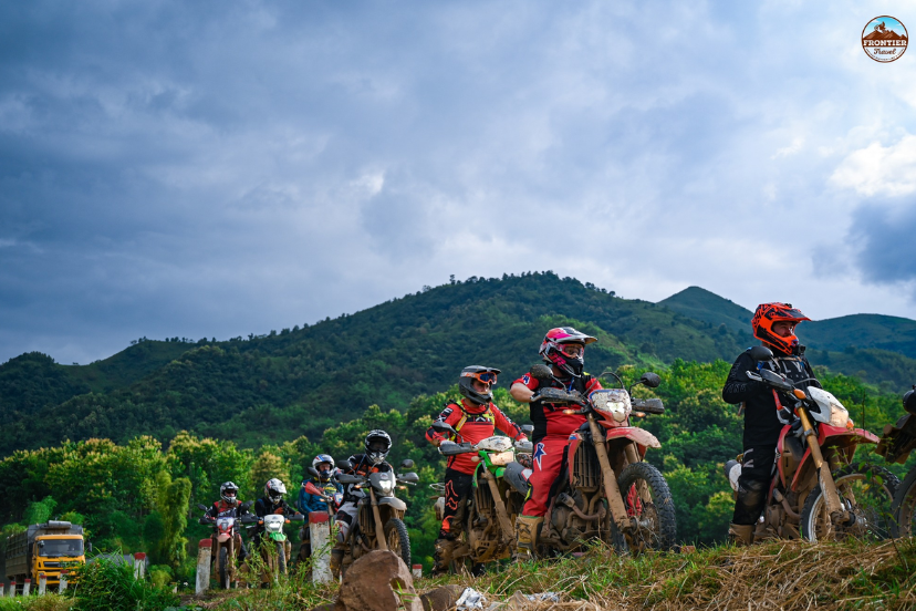 Motorcycle journey through farmland in Northeast Vietnam